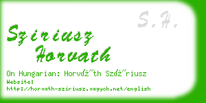 sziriusz horvath business card